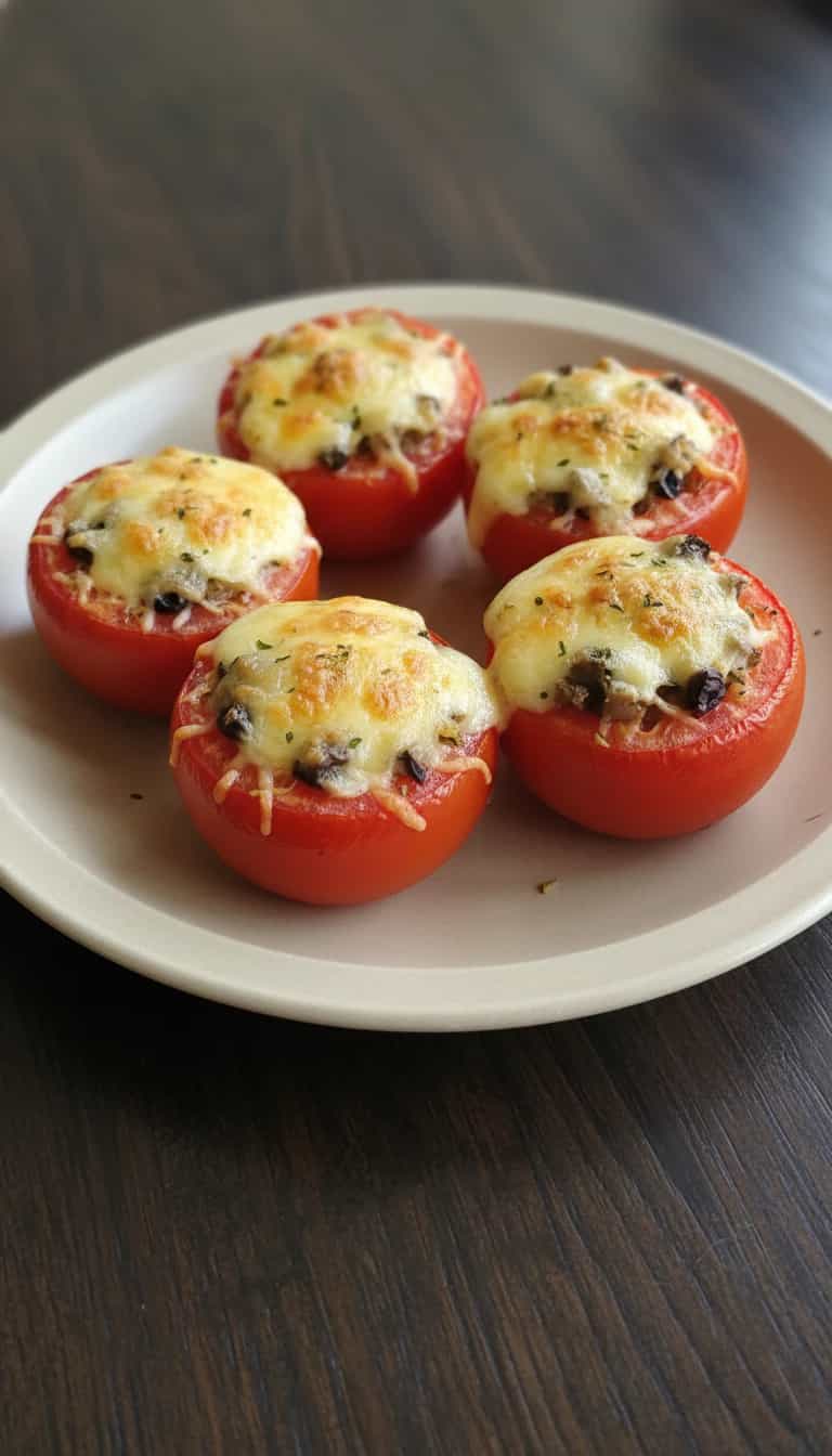 Foto deliciosa de Tomates Assados com Queijo pronta para servir - Snacks Assados