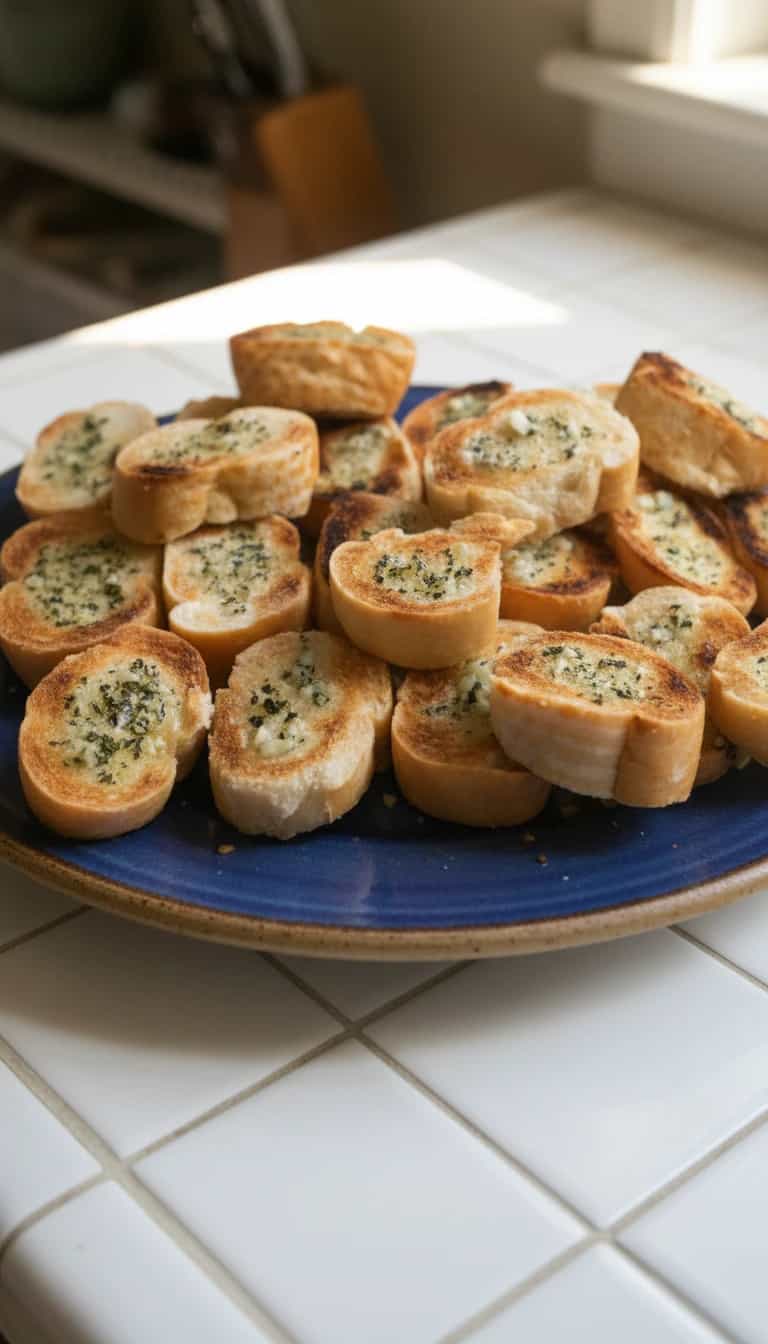Foto deliciosa de Torradas ao alho pronta para servir - Snacks Assados