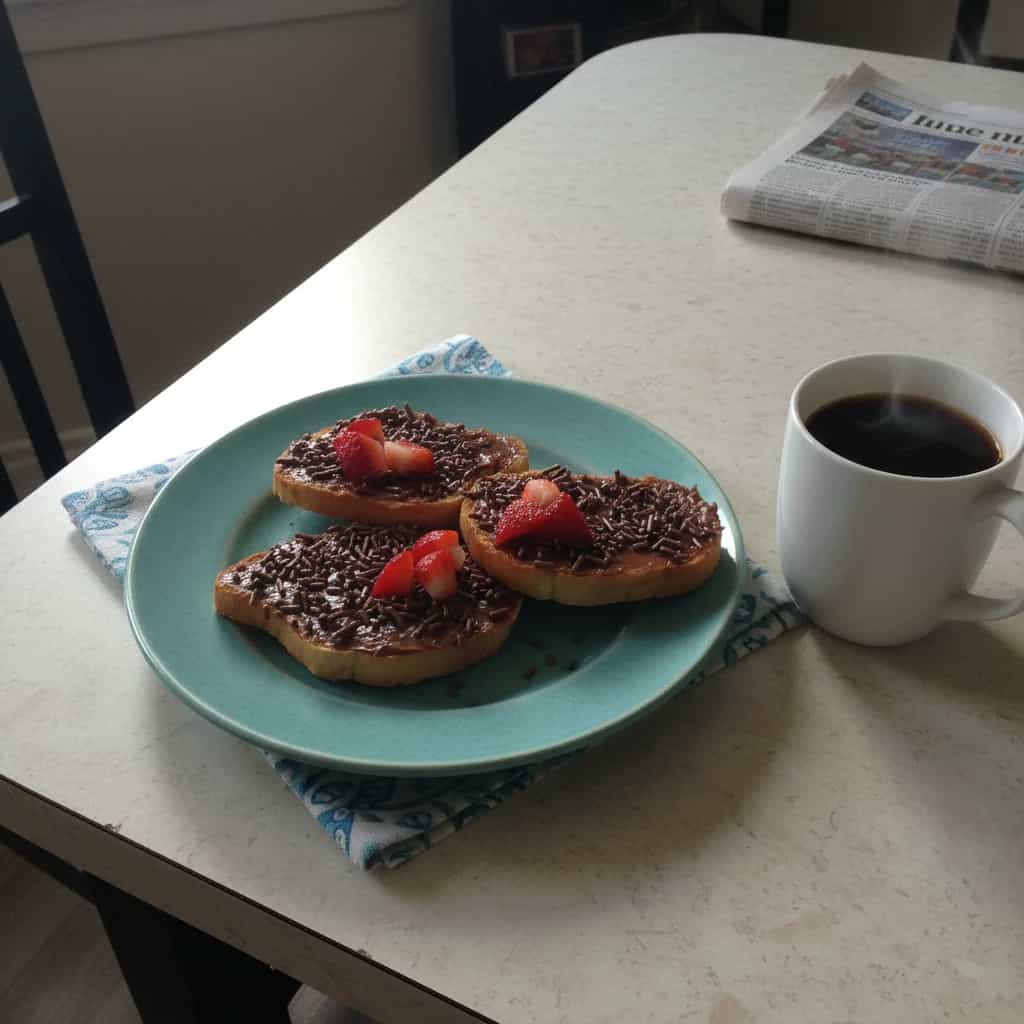 Torradinhas com Brigadeiro e Morangos