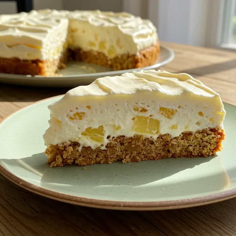 Foto deliciosa de Torta Cremosa de Abacaxi com Aveia pronta para servir - Tortas & Tortinhas
