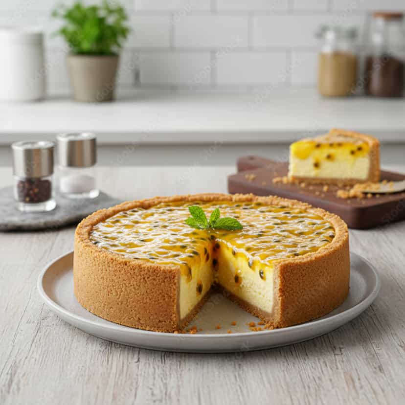 Foto deliciosa de Torta Cremosa de Maracujá pronta para servir - Tortas & Tortinhas