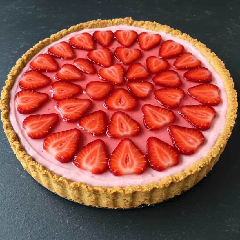 Foto deliciosa de Torta Cremosa de Morango pronta para servir - Tortas & Tortinhas