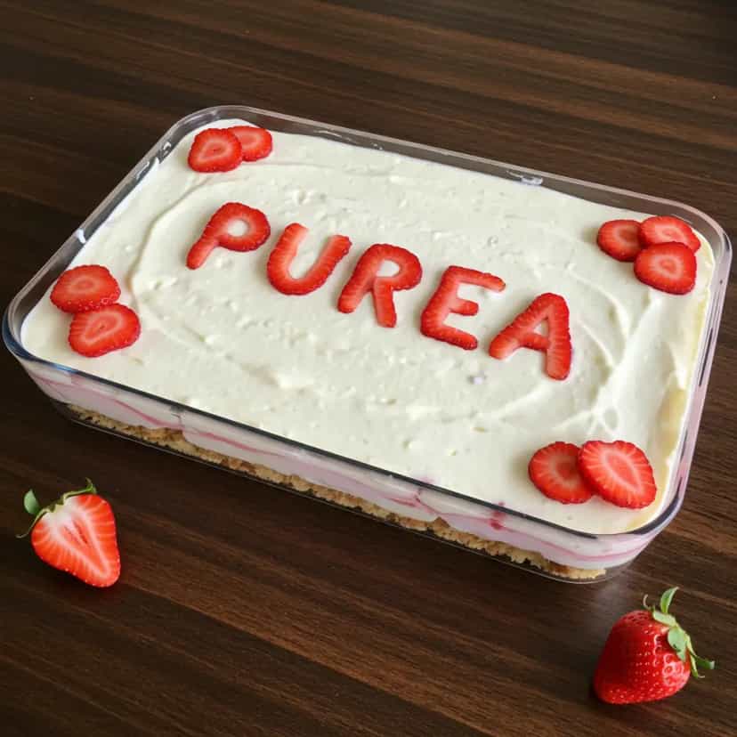 Foto deliciosa de Torta Cremosa de Morango com Bolacha pronta para servir - Tortas & Tortinhas