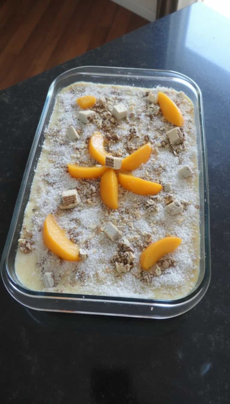 Foto deliciosa de Torta Cremosa de Pêssego com Bombom pronta para servir - Tortas & Tortinhas