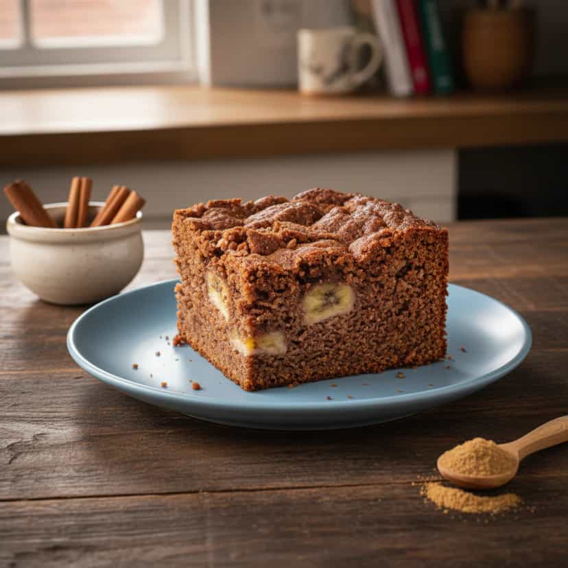 Foto deliciosa de Torta de Banana com Chocolate e Canela pronta para servir - Tortas & Tortinhas
