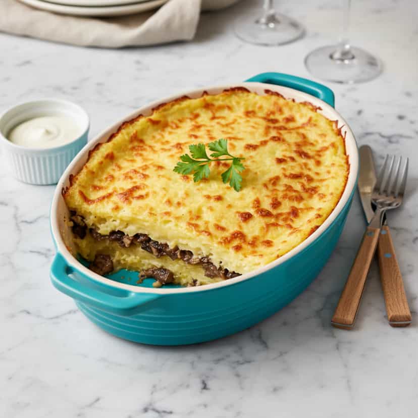Foto deliciosa de Torta de Batata com Carne-Seca pronta para servir - Tortas Salgadas