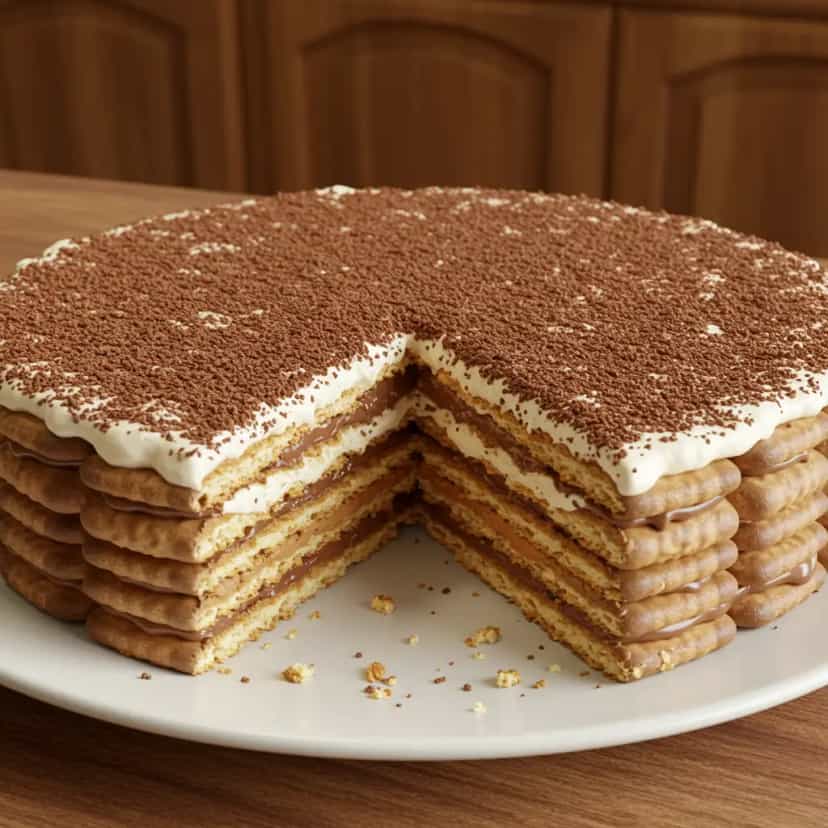 Foto deliciosa de Torta de bolacha maria pronta para servir - Tortas & Tortinhas