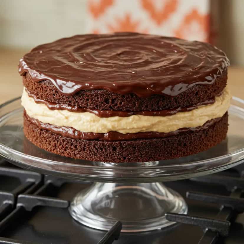 Foto deliciosa de Torta de Brigadeiro e Branco pronta para servir - Tortas & Tortinhas