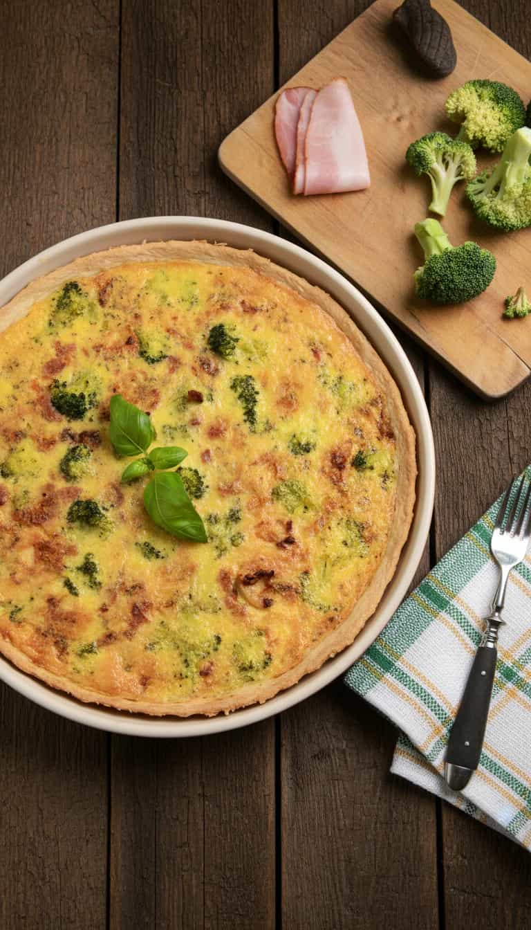 Foto deliciosa de Torta de Brócolis com Queijo pronta para servir - Tortas Salgadas