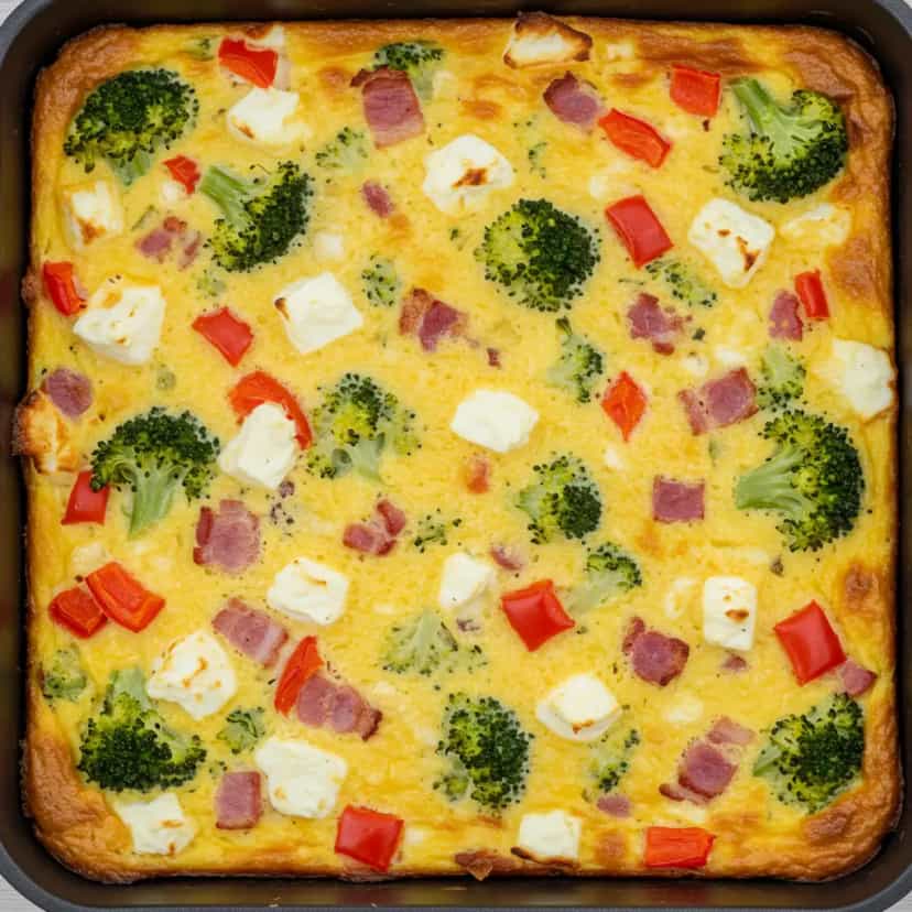 Foto deliciosa de Torta de Brócolis com Ricota e Bacon pronta para servir - Tortas Salgadas