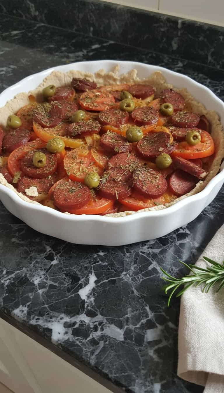 Foto deliciosa de Torta de Calabresa pronta para servir - Tortas Salgadas