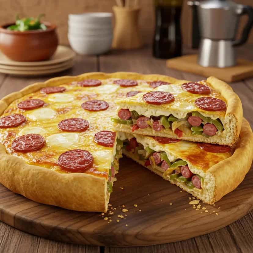 Foto deliciosa de Torta de calabresa pronta para servir - Lanches de Padaria