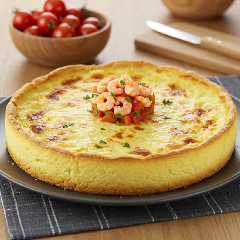 Foto deliciosa de Torta de Camarão ao Creme pronta para servir - Tortas Salgadas