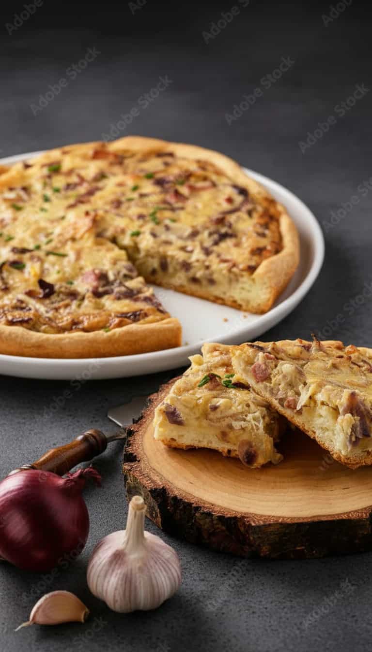 Foto deliciosa de Torta de Cebola pronta para servir - Tortas Salgadas