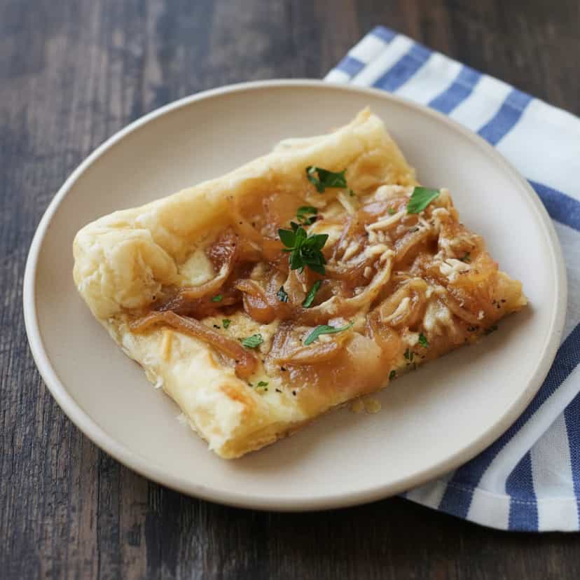 Foto deliciosa de Torta de Cebola Caramelizada pronta para servir - Tortas Salgadas