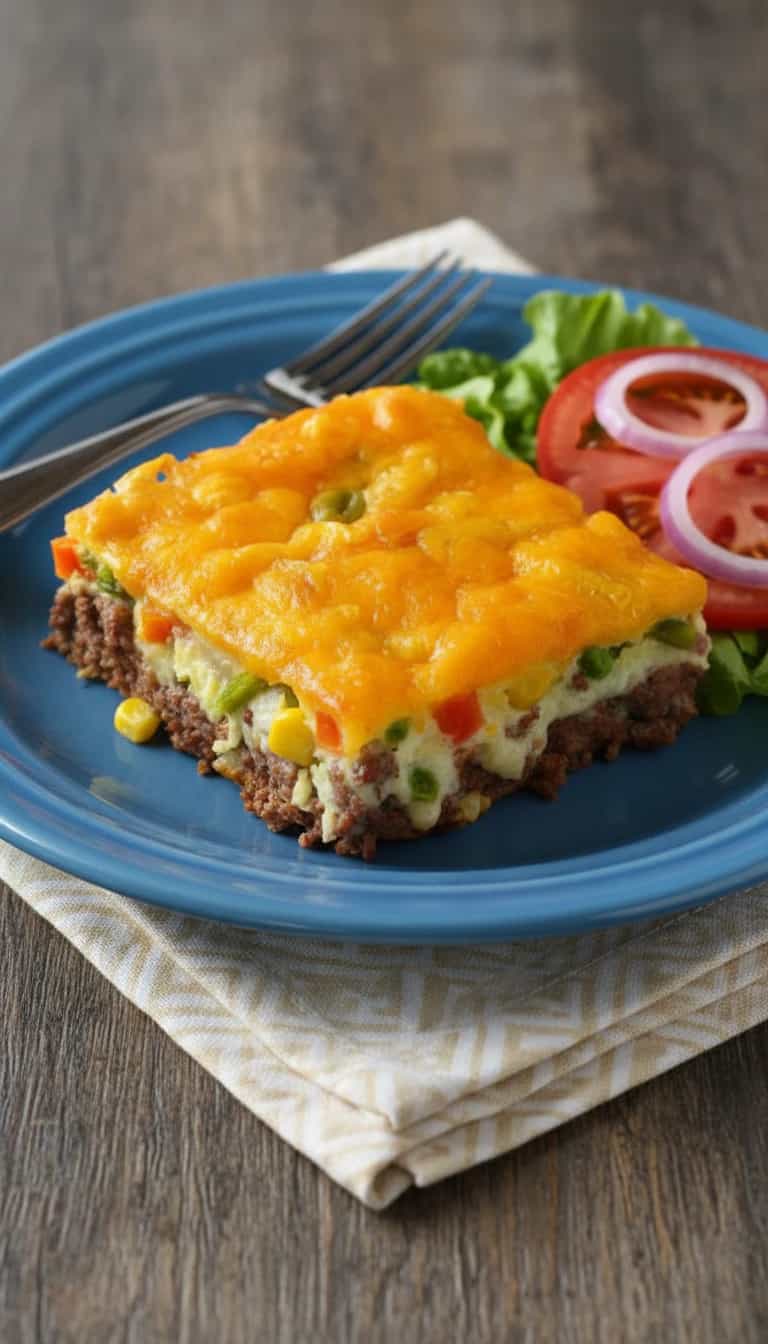 Foto deliciosa de Torta de Cheeseburger pronta para servir - Tortas Salgadas