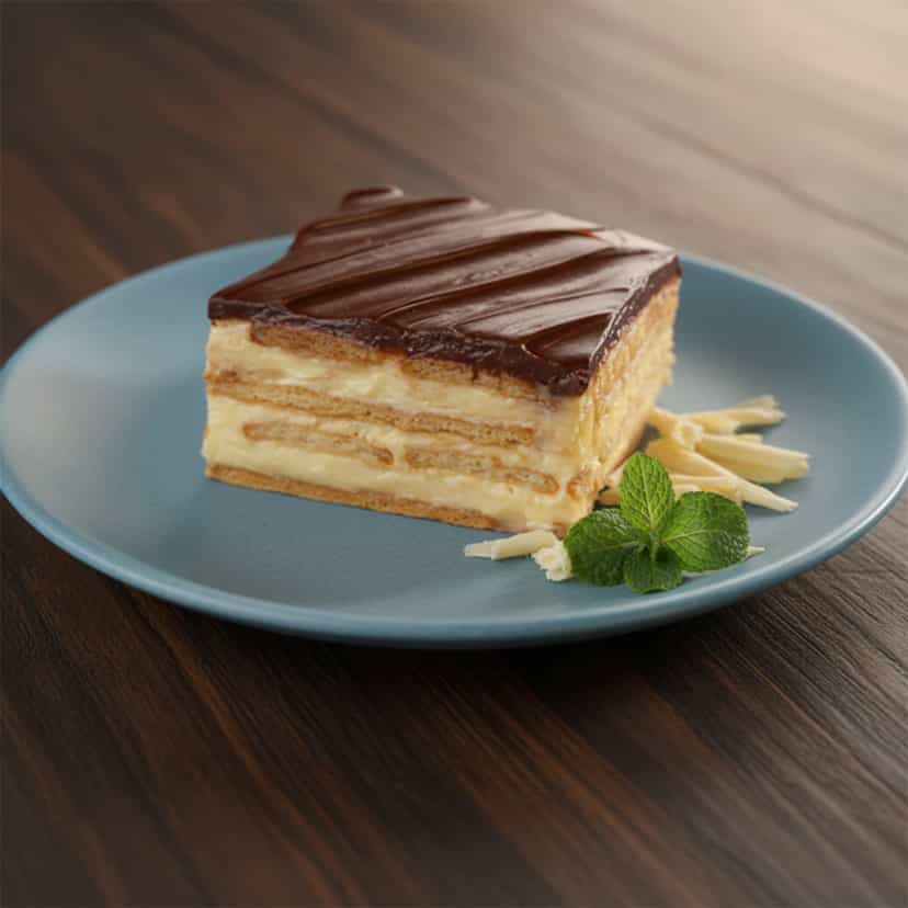 Foto deliciosa de Torta de Chocolate e Biscoito Maisena pronta para servir - Tortas & Tortinhas