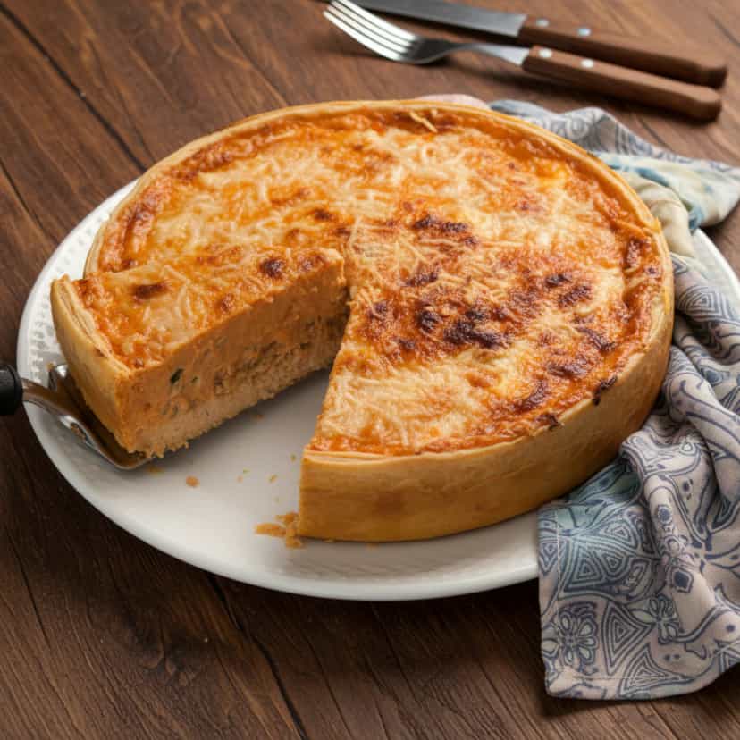 Foto deliciosa de Torta de Frango Caipira pronta para servir - Carnes & Frango