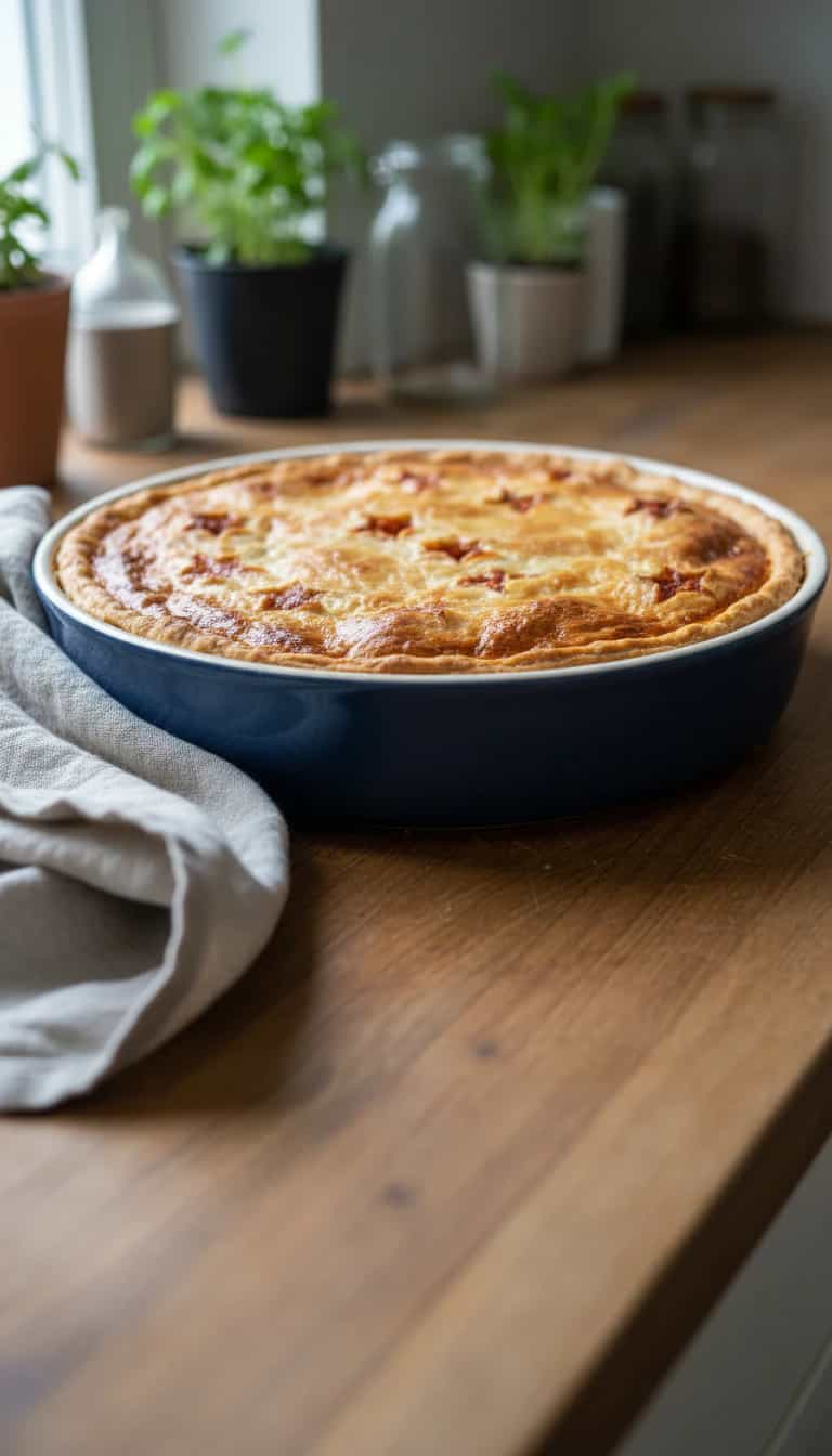 Foto deliciosa de Torta de Frango com Batata Palha pronta para servir - Tortas Salgadas
