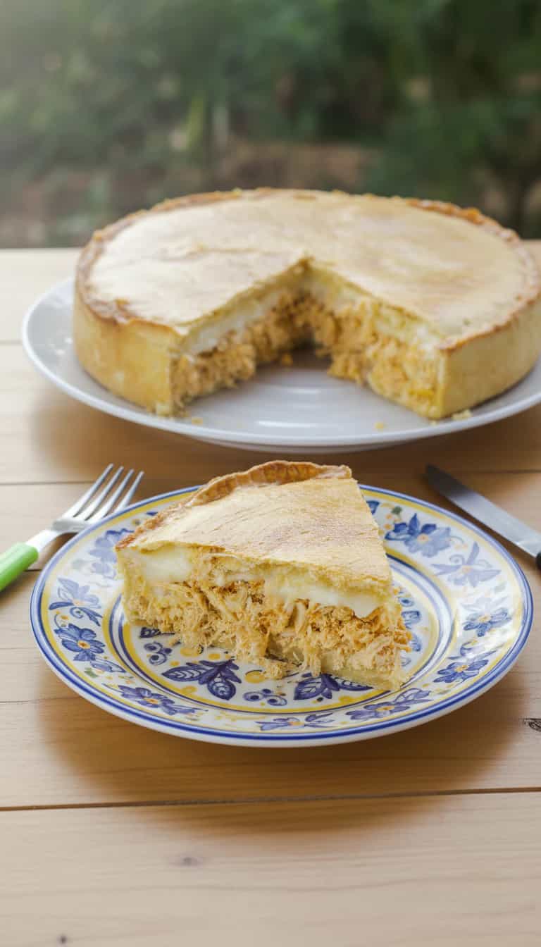 Foto deliciosa de Torta de Frango com Catupiry pronta para servir - Tortas Salgadas