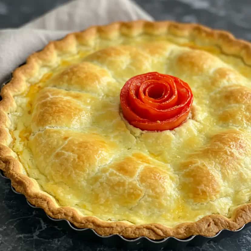 Foto deliciosa de Torta de Frango com Massa Caseira pronta para servir - Tortas Salgadas
