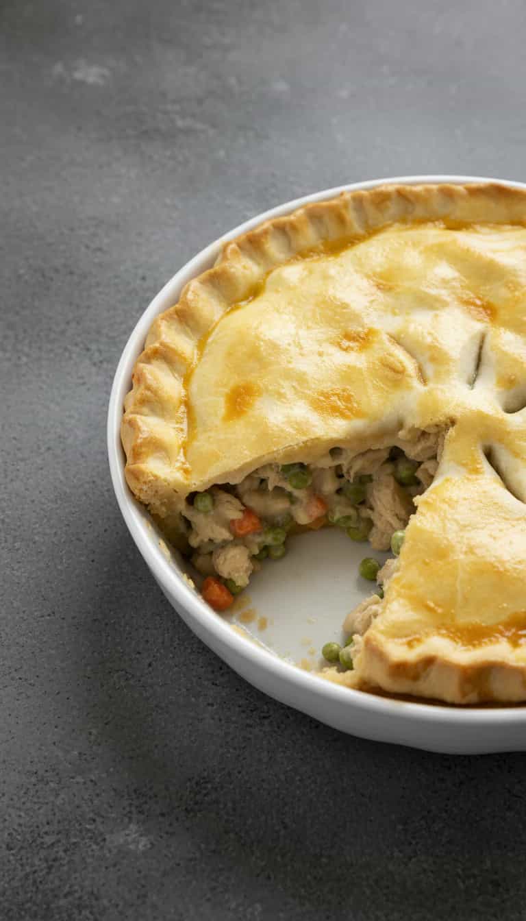 Foto deliciosa de Torta de Frango com Massa de Purê pronta para servir - Tortas Salgadas