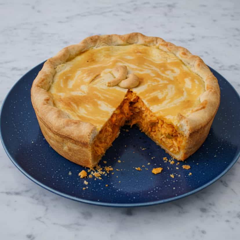 Foto deliciosa de Torta de Frango com Palmito pronta para servir - Tortas Salgadas