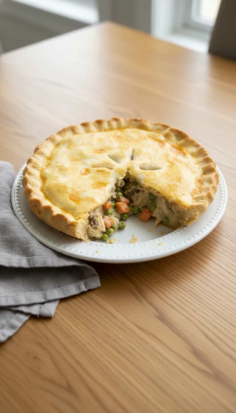 Foto deliciosa de Torta de Frango Cremosa com Milho pronta para servir - Carnes & Frango