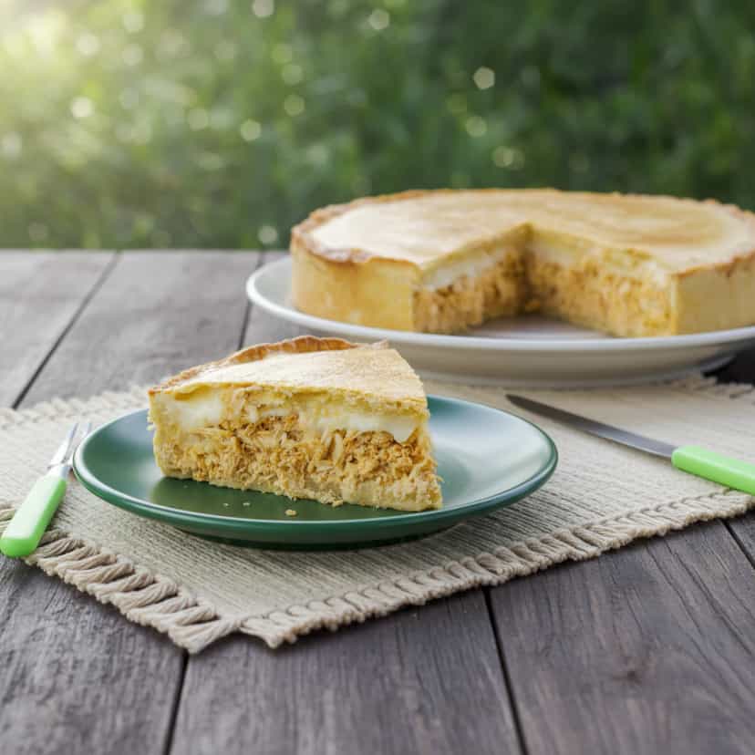 Foto deliciosa de Torta de Frango e Mandioca pronta para servir - Tortas Salgadas