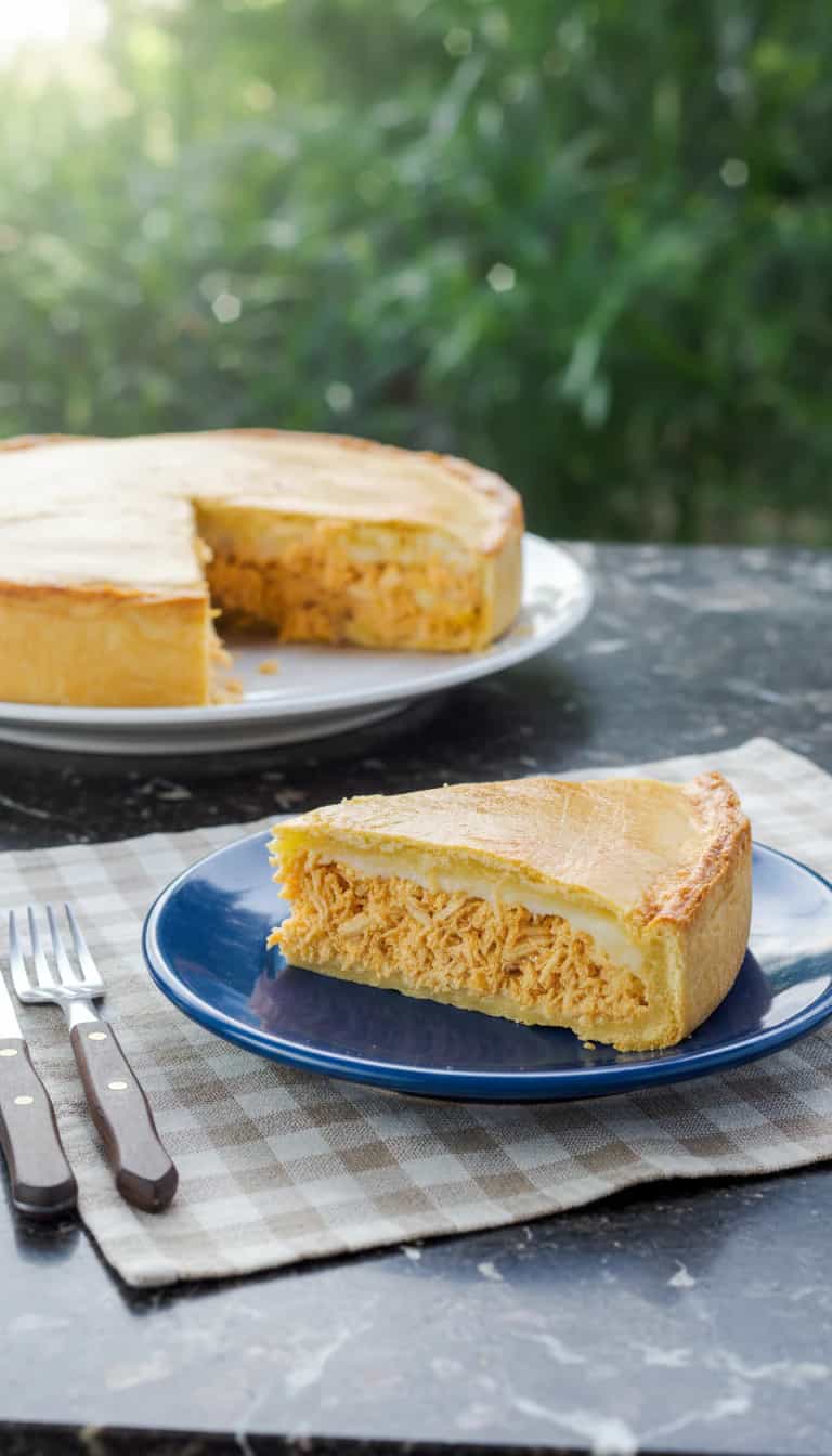 Foto deliciosa de Torta de Frango e Milho pronta para servir - Tortas Salgadas