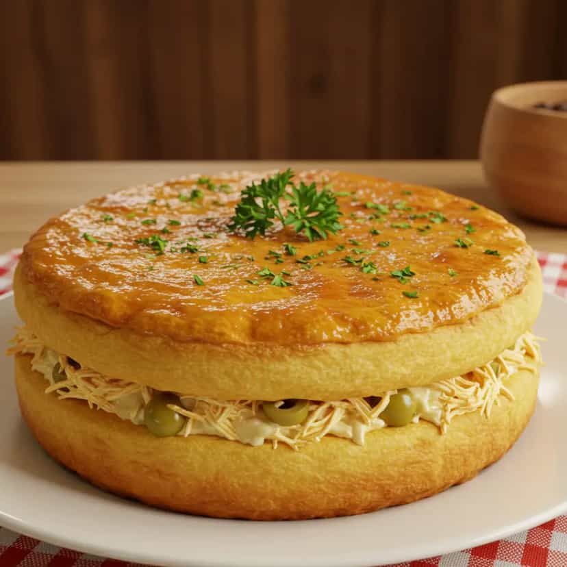 Foto deliciosa de Torta de frango macia de batedeira pronta para servir - Tortas Salgadas