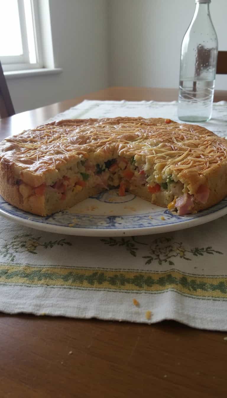 Foto deliciosa de Torta de Frios e Legumes pronta para servir - Tortas Salgadas