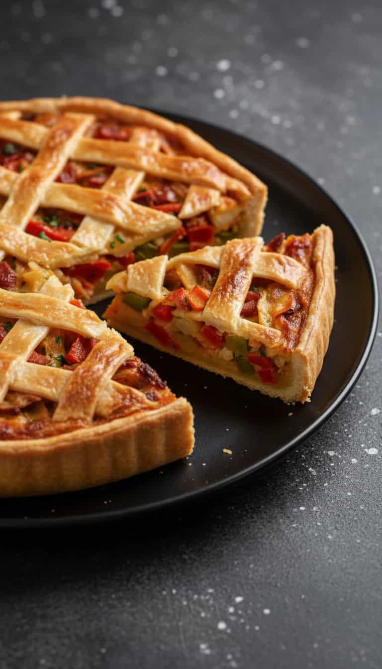 Foto deliciosa de Torta de Linguiça e Batata pronta para servir - Tortas Salgadas