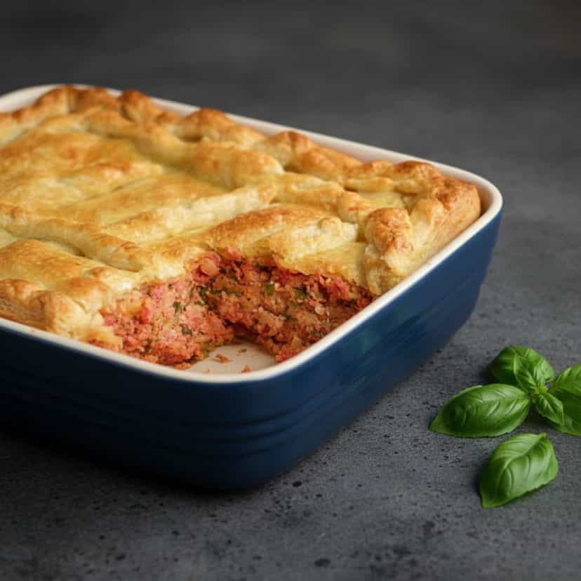 Foto deliciosa de Torta de Linguiça pronta para servir - Tortas Salgadas