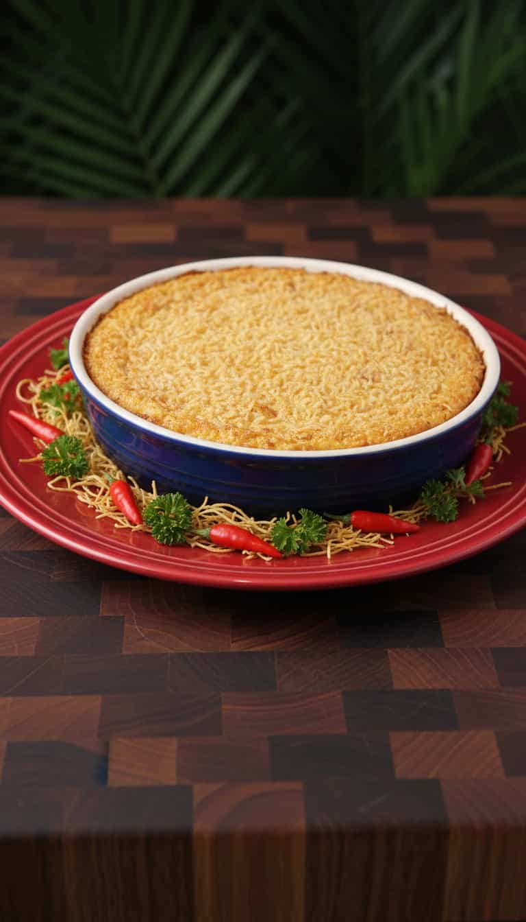 Foto deliciosa de Torta de Mandioca pronta para servir - Pratos Brasileiros Icônicos