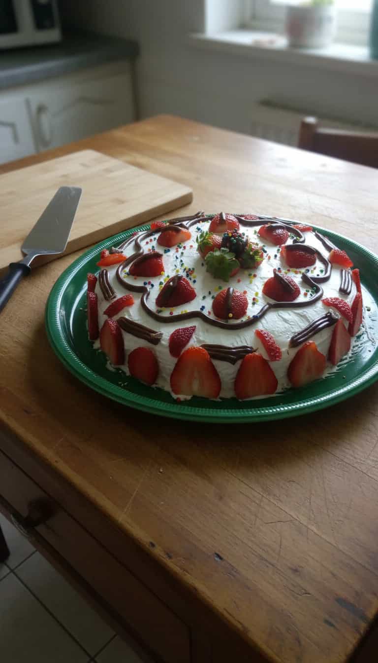 Foto deliciosa de Torta de Morango com Brigadeiro pronta para servir - Tortas & Tortinhas