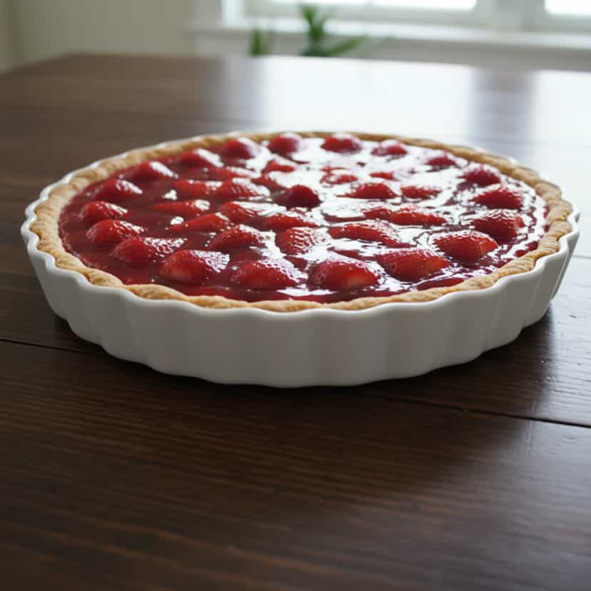 Foto deliciosa de Torta de Morango com Creme Inglês pronta para servir - Tortas & Tortinhas