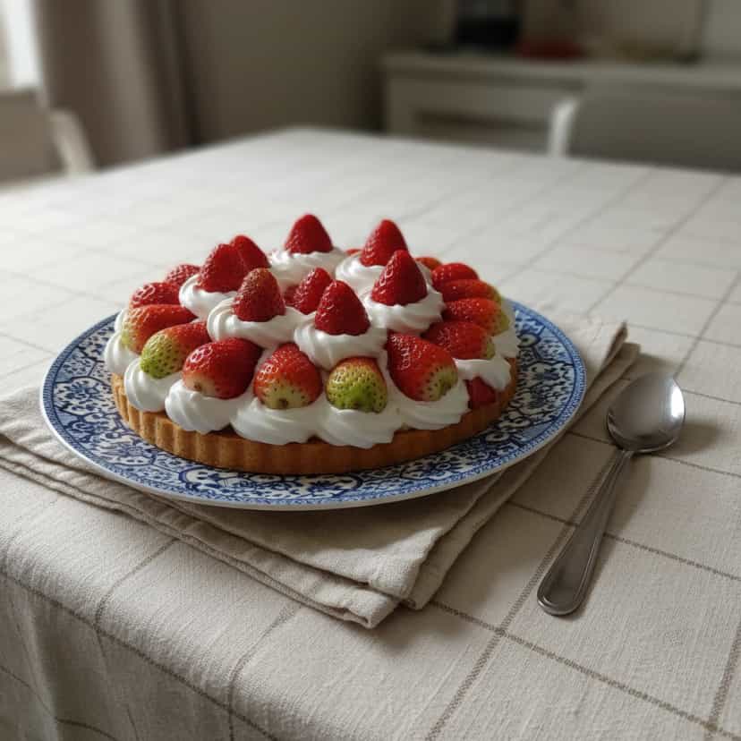 Foto deliciosa de Torta de Morango com Suspiro pronta para servir - Tortas & Tortinhas
