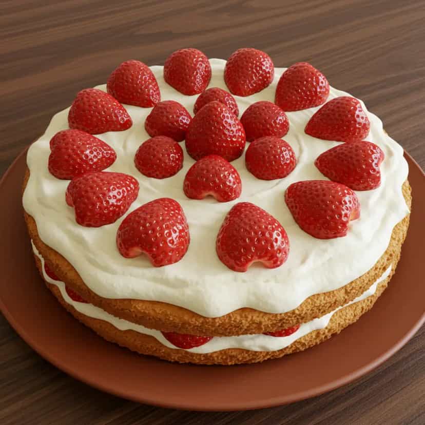 Foto deliciosa de Torta de Morangos com Recheio de Coco pronta para servir - Tortas & Tortinhas