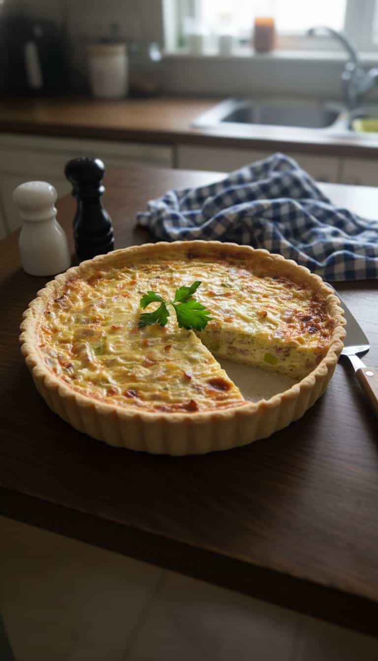 Foto deliciosa de Torta de Queijo e Cebola pronta para servir - Tortas Salgadas