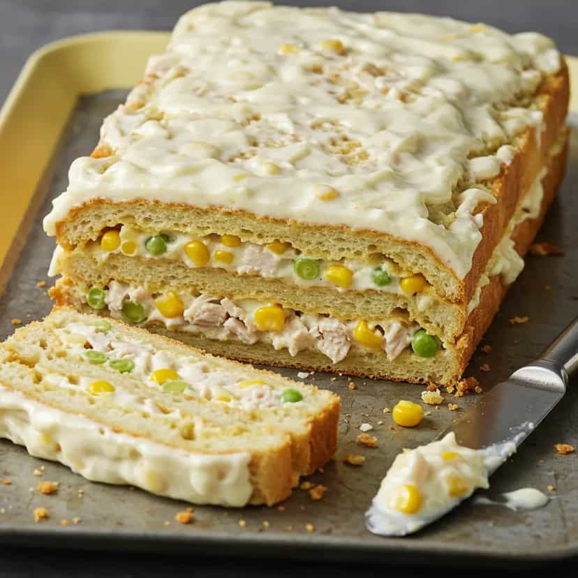 Foto deliciosa de Torta Fria de Frango Cremosa pronta para servir - Tortas Salgadas