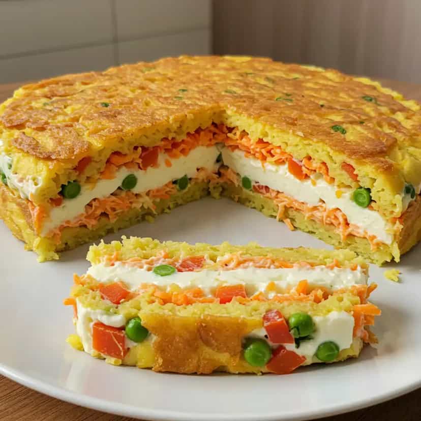 Foto deliciosa de Torta fria de salpicão diferente pronta para servir - Outras Receitas