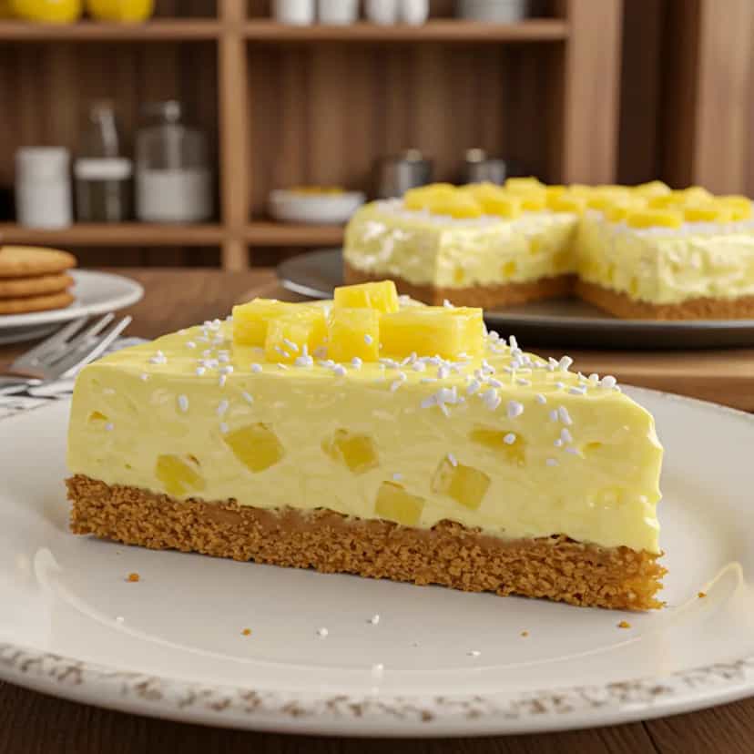 Foto deliciosa de Torta gelada de abacaxi pronta para servir - Doces Gelados & Sorvetes