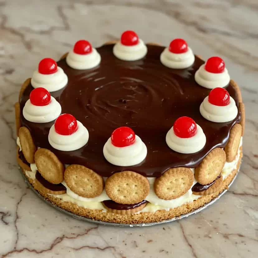 Foto deliciosa de Torta Holandesa de Biscoito Maisena pronta para servir - Tortas & Tortinhas