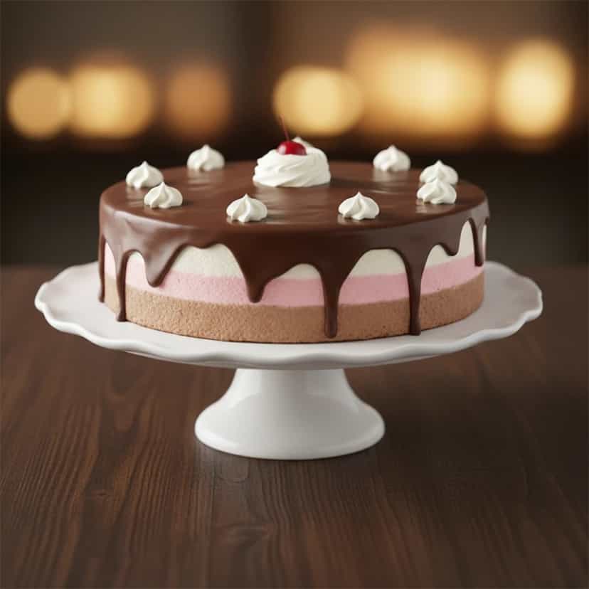 Foto deliciosa de Torta Napolitana de Chocolate Branco pronta para servir - Tortas & Tortinhas