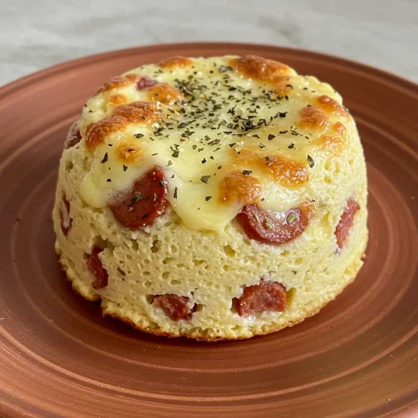 Foto deliciosa de Torta Rápida de Mussarela e Peru pronta para servir - No Micro-ondas