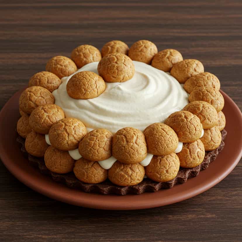 Foto deliciosa de Torta Saint Honoré de Baunilha pronta para servir - Tortas & Tortinhas