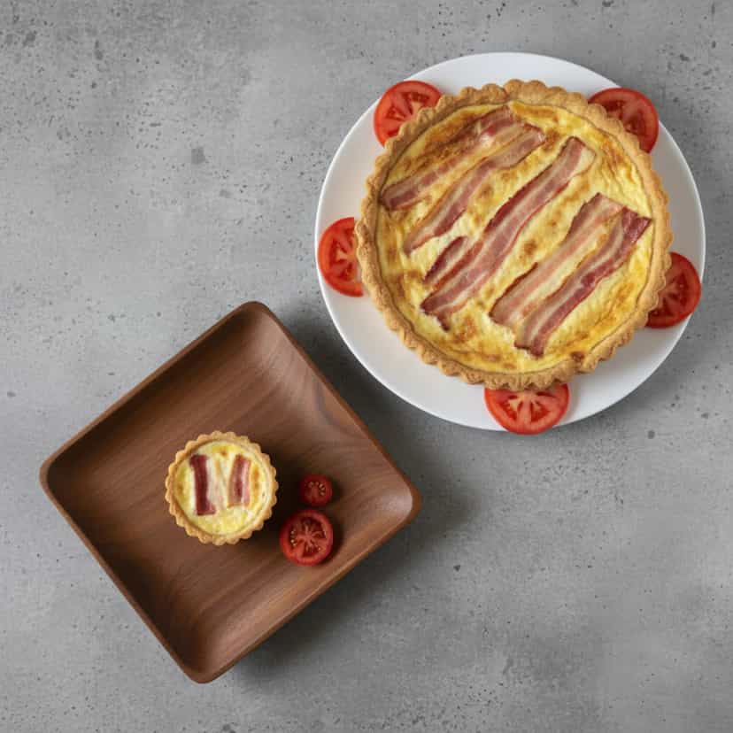 Foto deliciosa de Torta Salgada de Queijo com Bacon pronta para servir - Salgadinhos