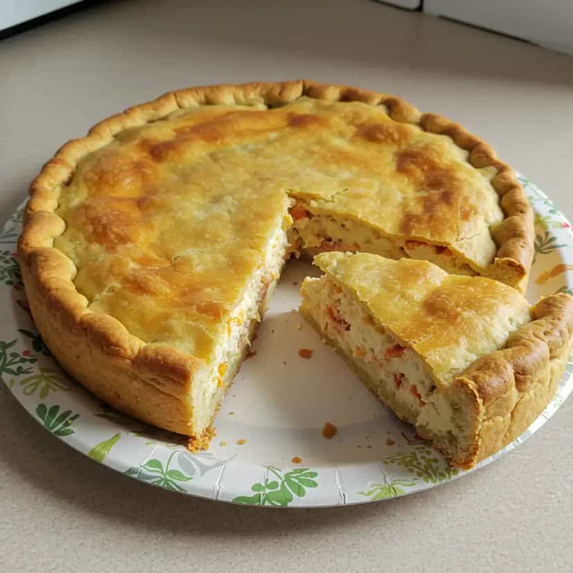 Foto deliciosa de Torta Salgada de Requeijão e Calabresa pronta para servir - Salgadinhos