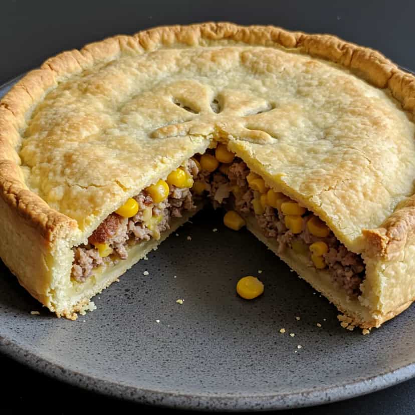 Foto deliciosa de Torta Salgada de Salsicha e Sardinha pronta para servir - Tortas Salgadas